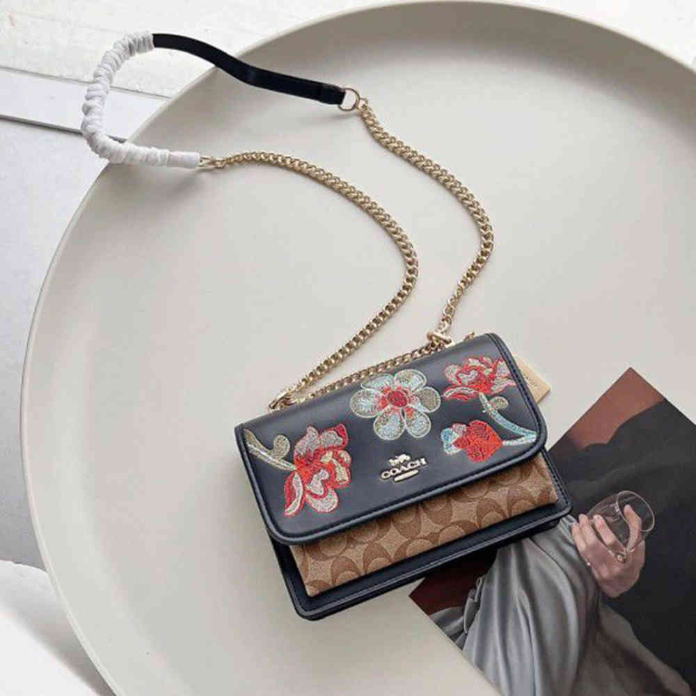Coach Flower Print Black Shoulder Bag-3
