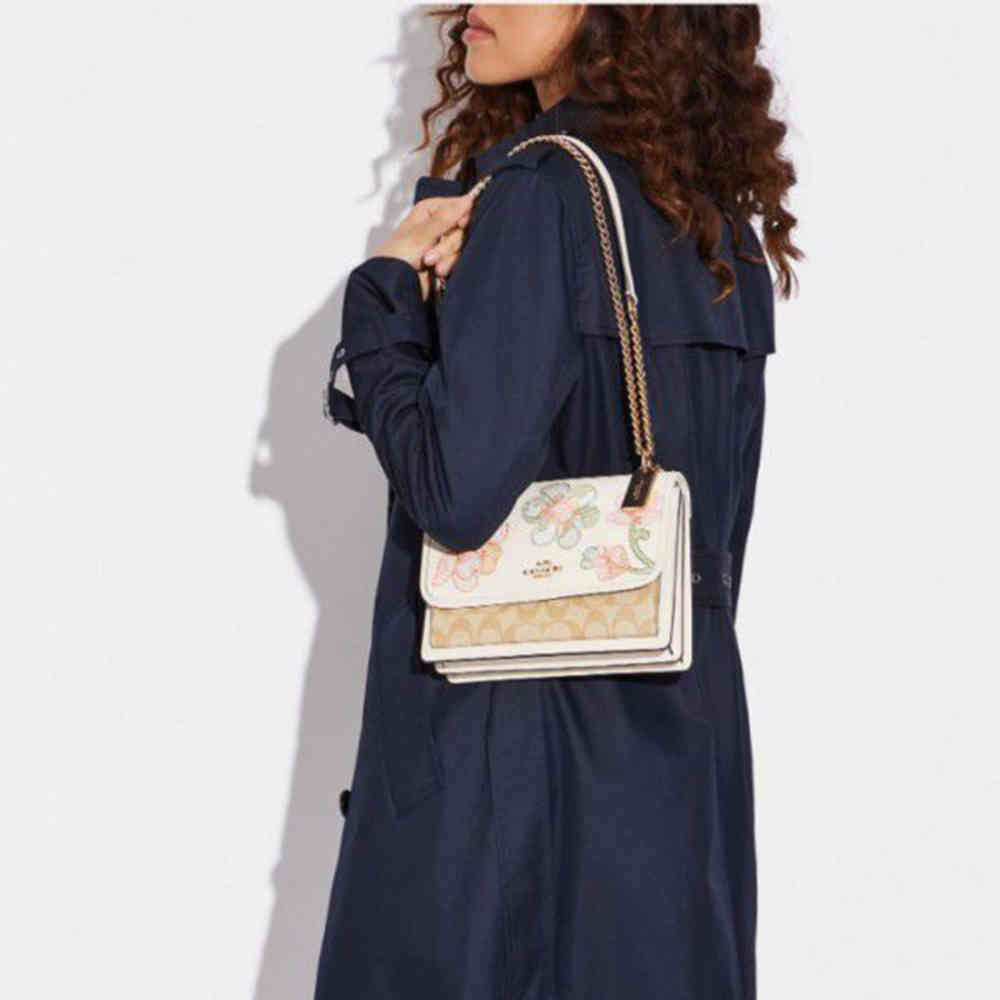 Coach Flower Print White Shoulder Bag-1