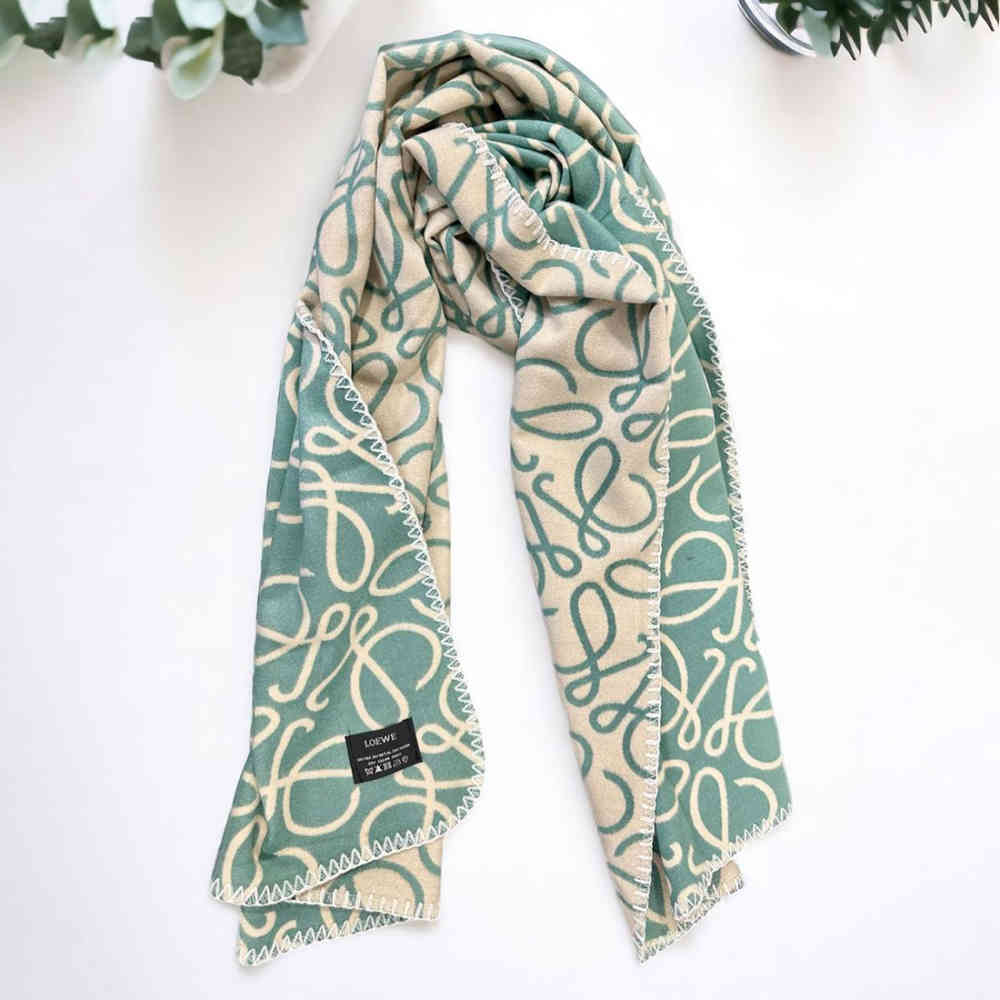 Loewe Anagram Green Scarf-thumb-0