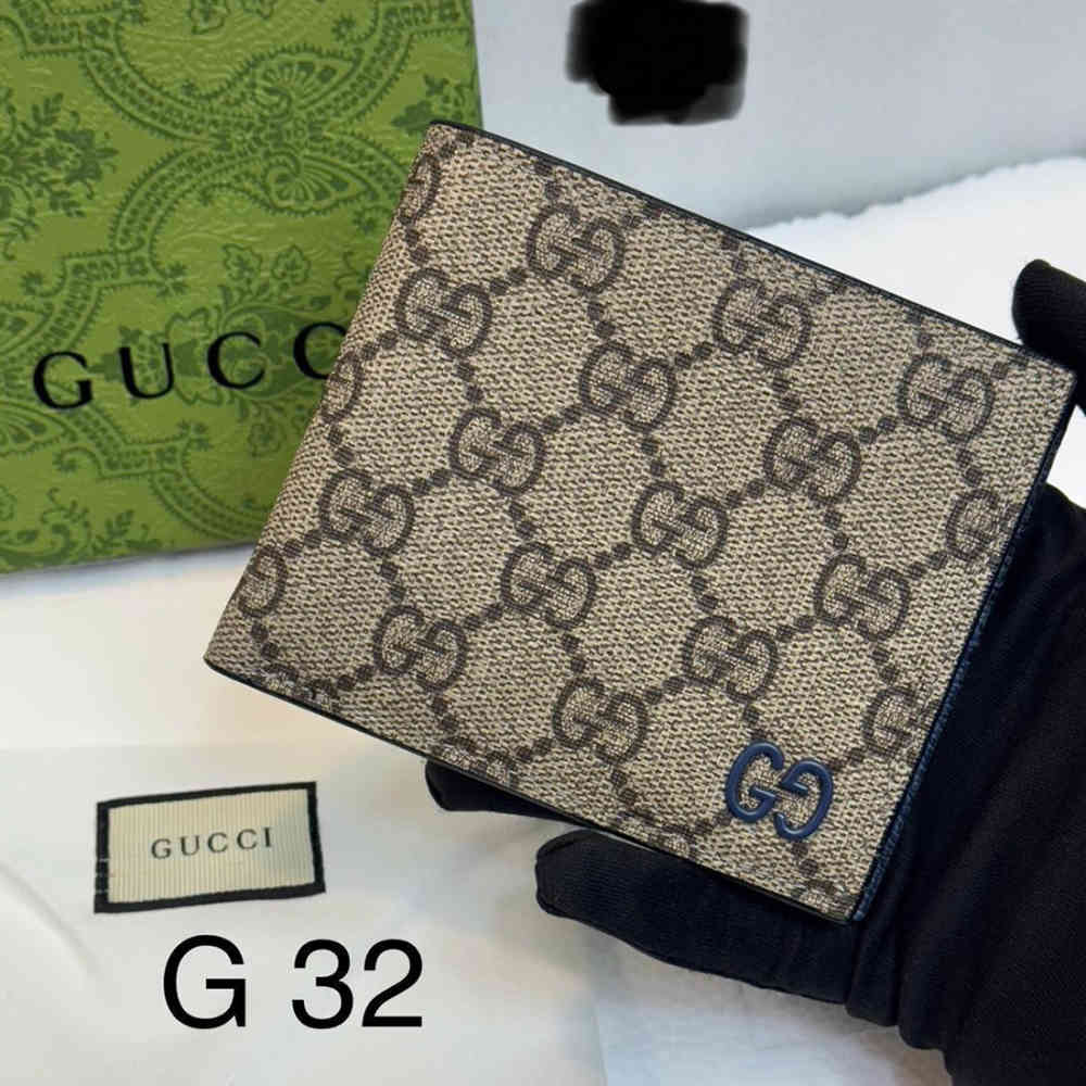 Brown & Blue Gucci Brown & Red  Premium Compact Wallet