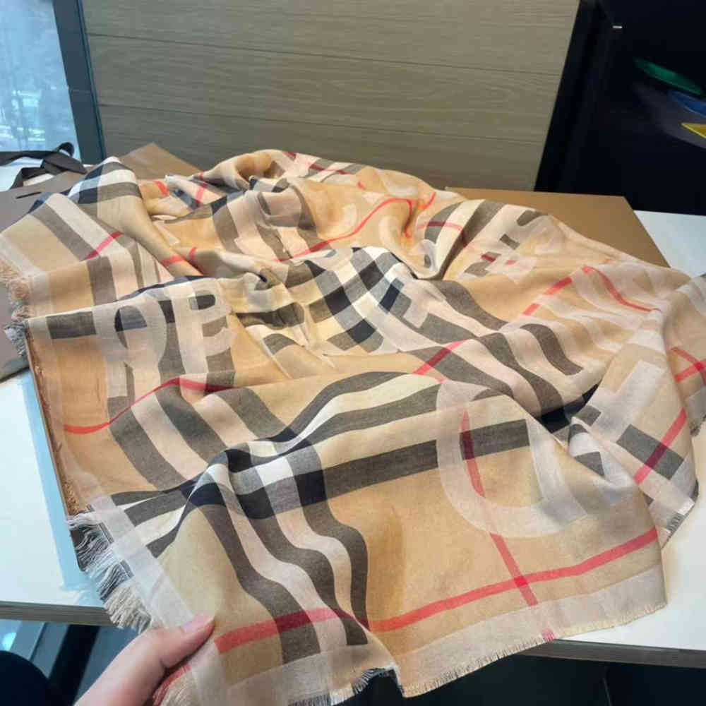 Burberry Square Shape Beige Silk Stole-2