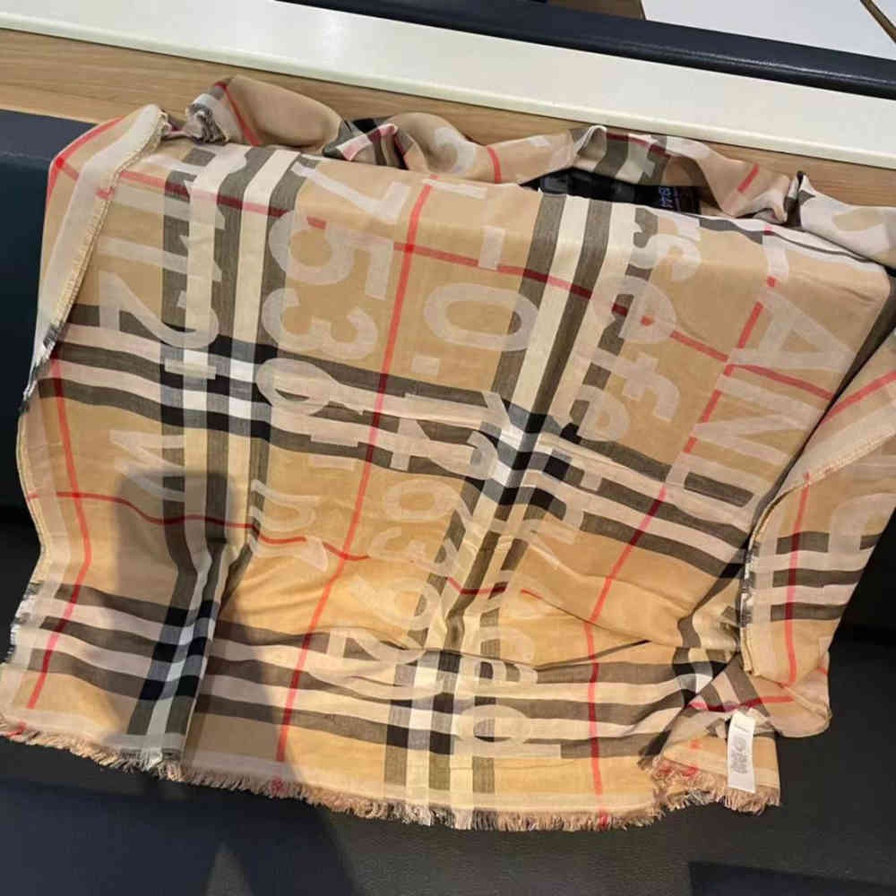 Burberry Square Shape Beige Silk Stole-1