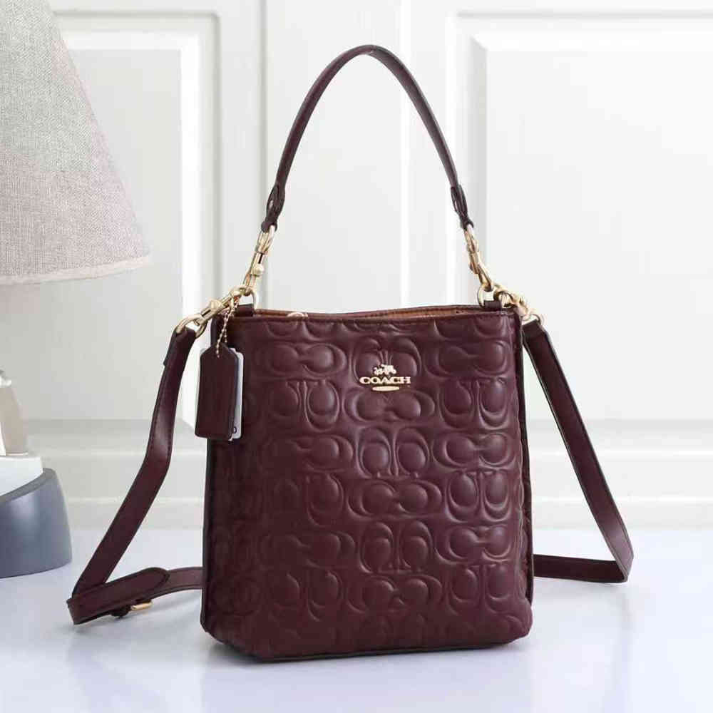 Wine Coach Willow Emboss Beige Bucket Bag