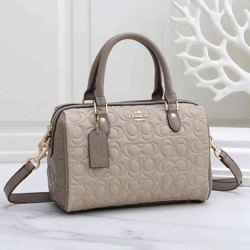 Beige Coach CC Embossed White Handbag