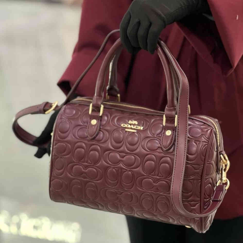 Wine Coach CC Embossed White Handbag