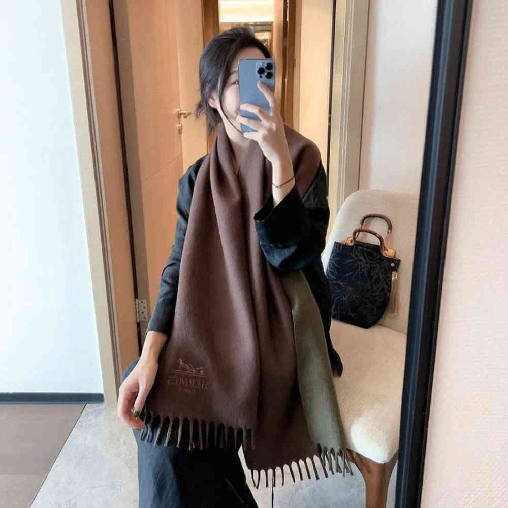 Hermes Premium Quality Brown Silk Stole-thumb-1
