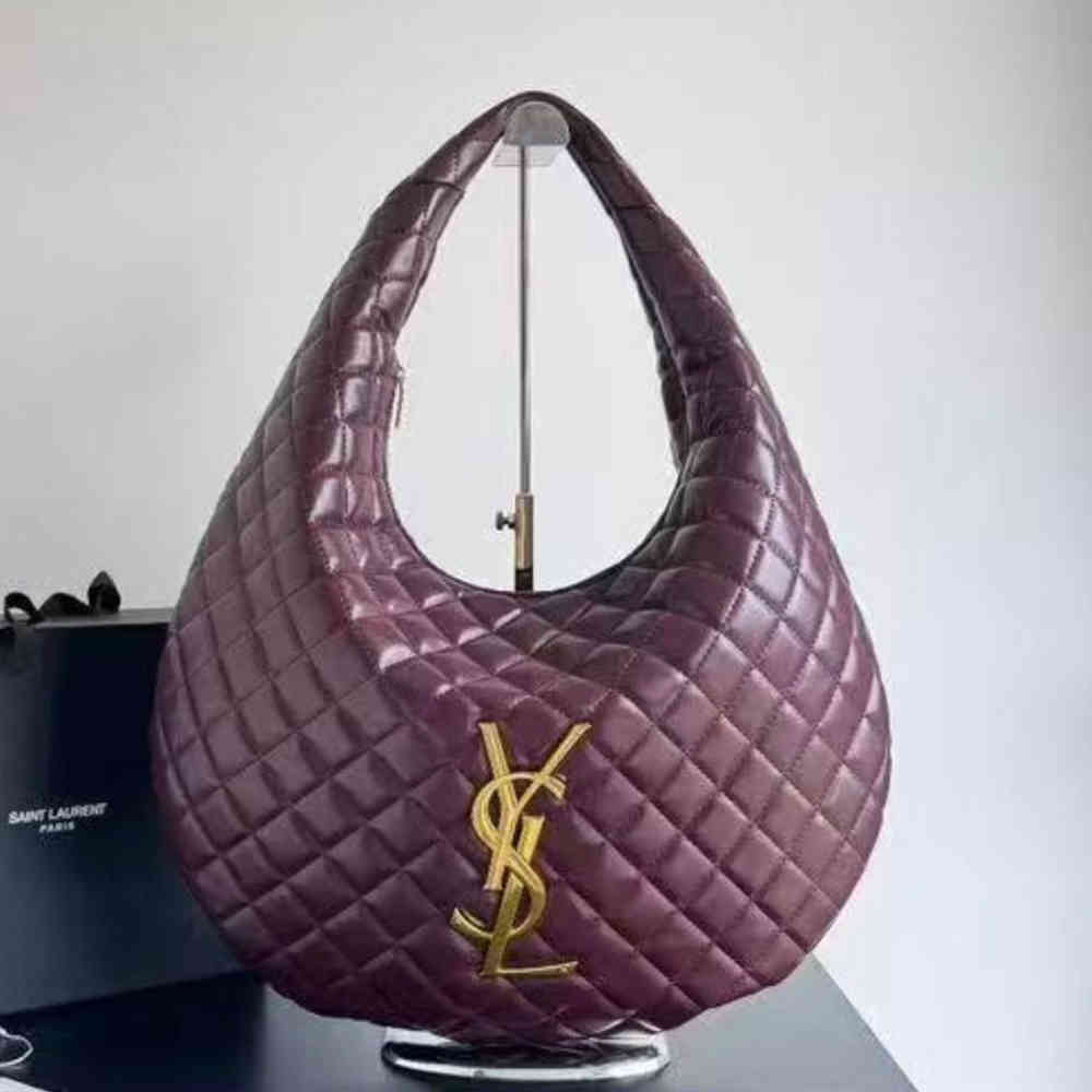 Wine YSL Icare Maxi Black Hobo Bag