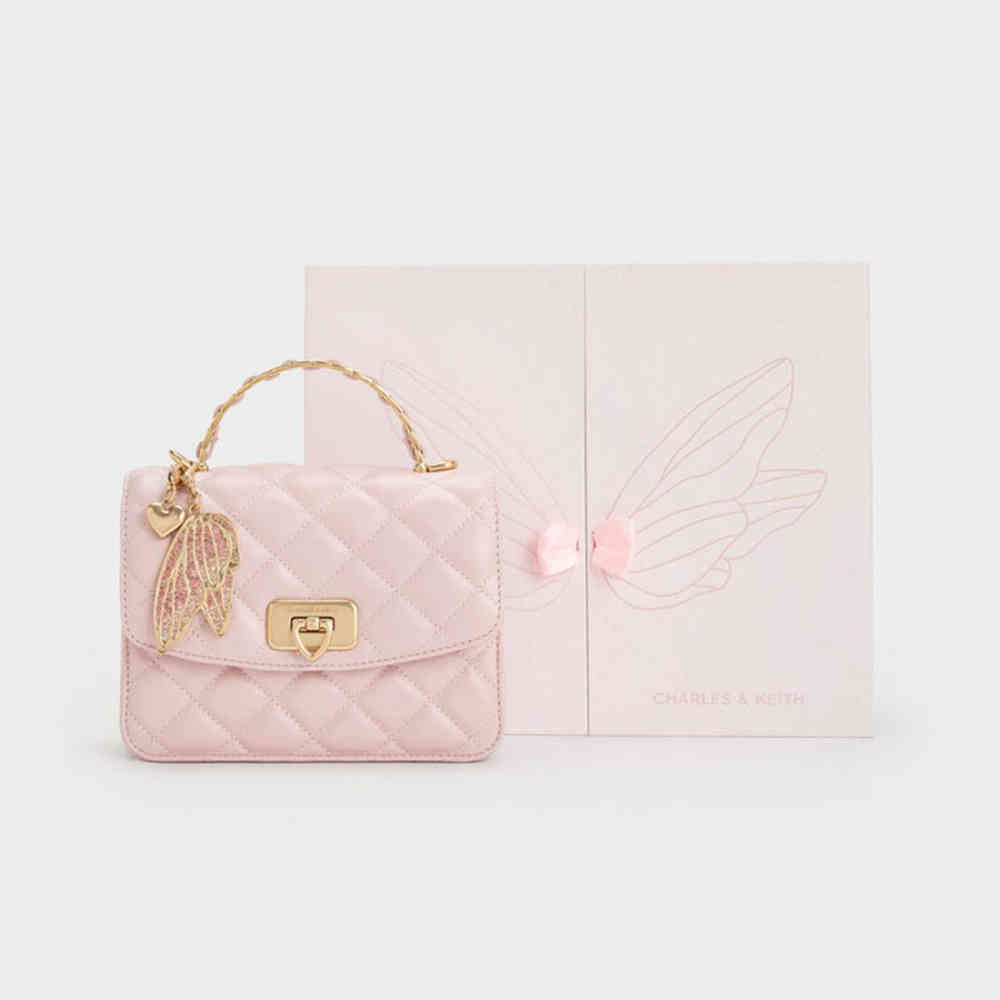 Charles & Keith Cressida Quilted Qiki Pink Handbag-4