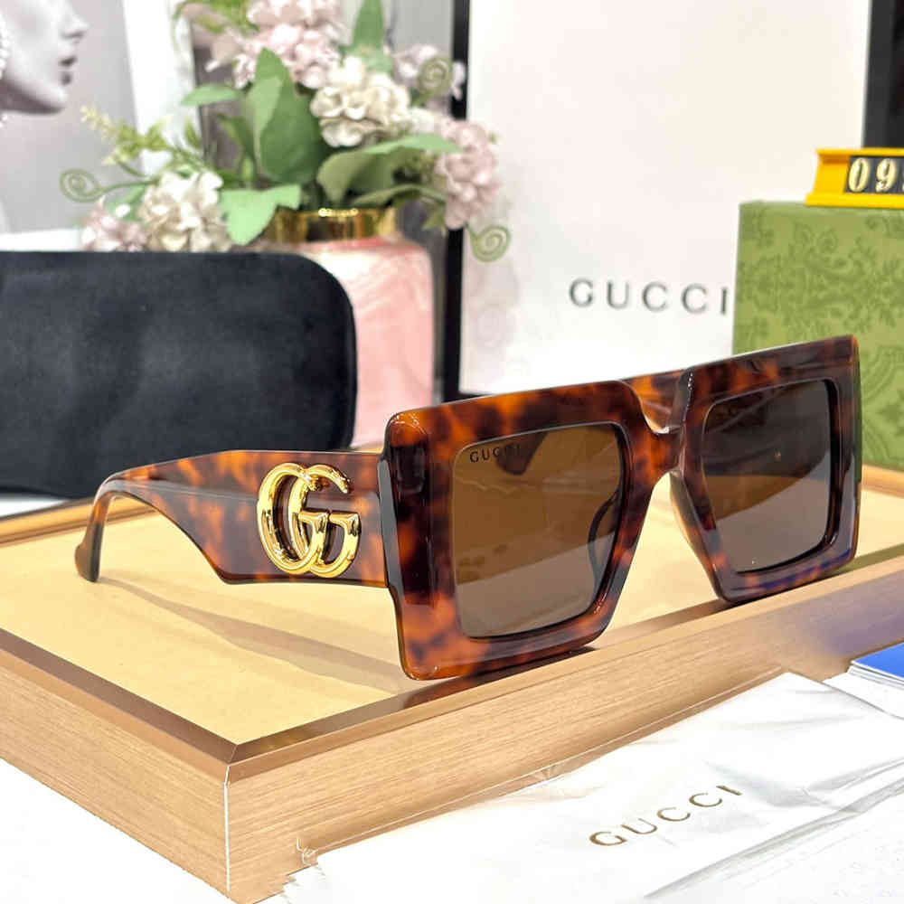 Brown Gucci Oversized Square Black Women's Sunglasses