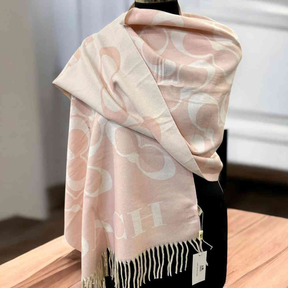 Cream Coach Signature Beige C Border Stole
