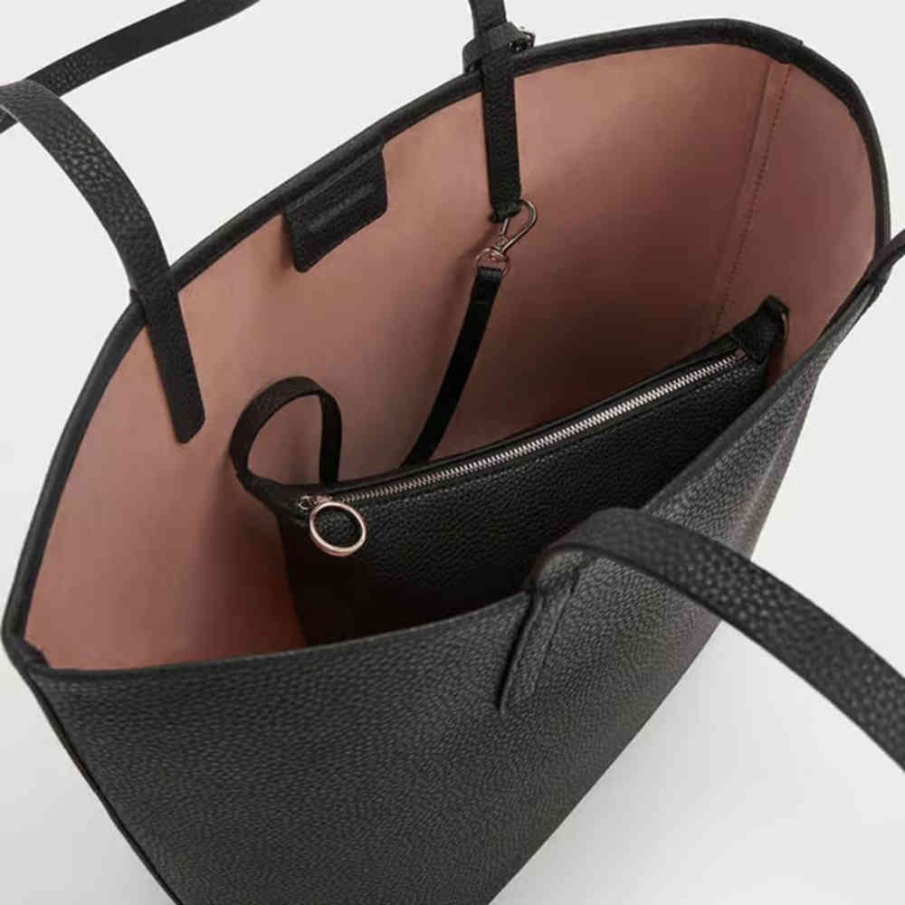 Charles & Keith Beryl Small Black Tote Bag-4