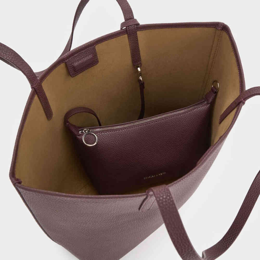 Charles & Keith Beryl Small Wine Tote Bag-4