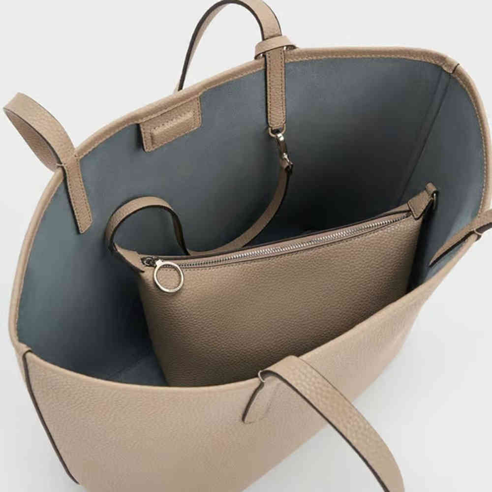 Charles & Keith Beryl Small Beige Tote Bag-4