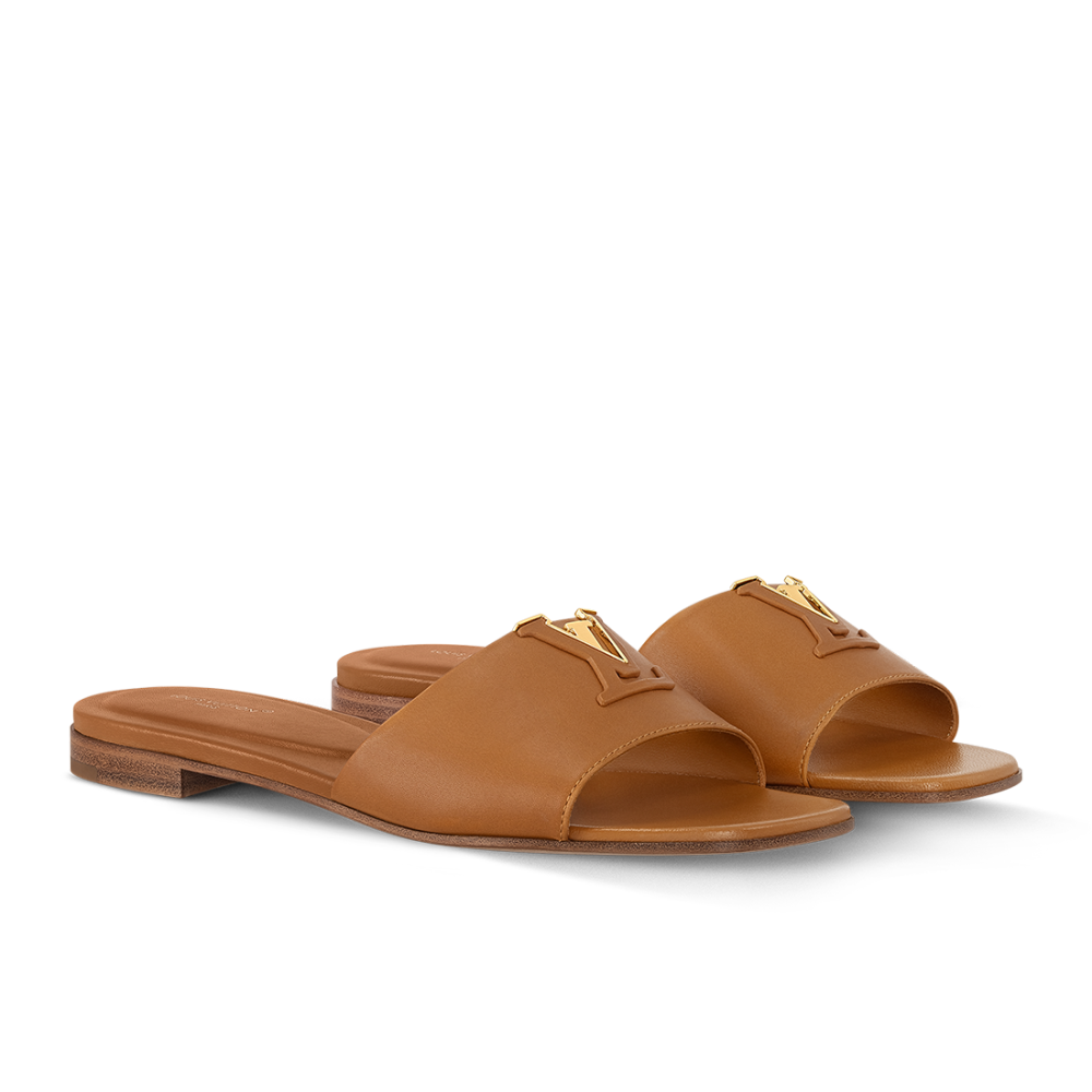 Brown Louis Vuitton LV Mare Black Flat Sandals