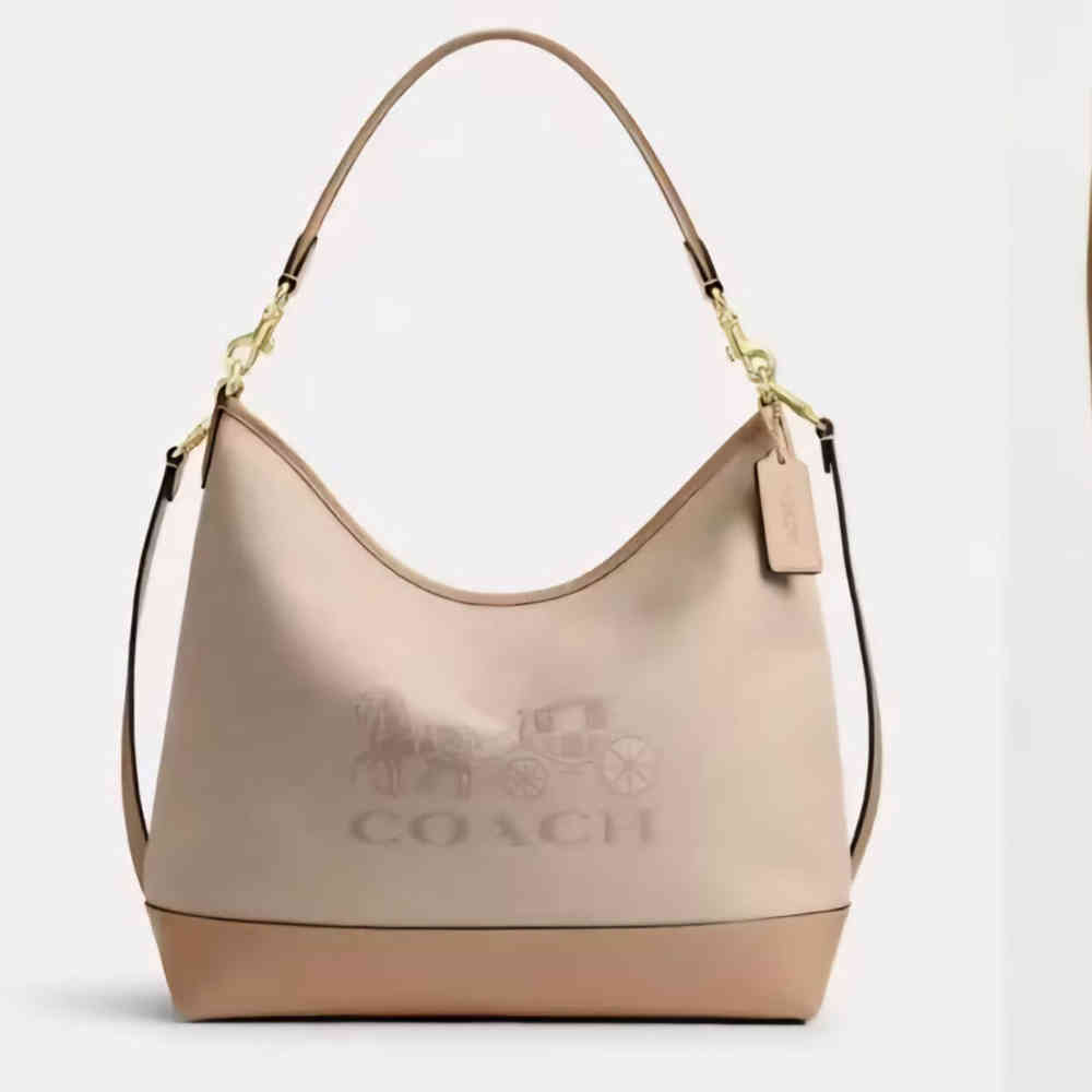 White & Beige Coach Laurel Grey Shoulder Bag