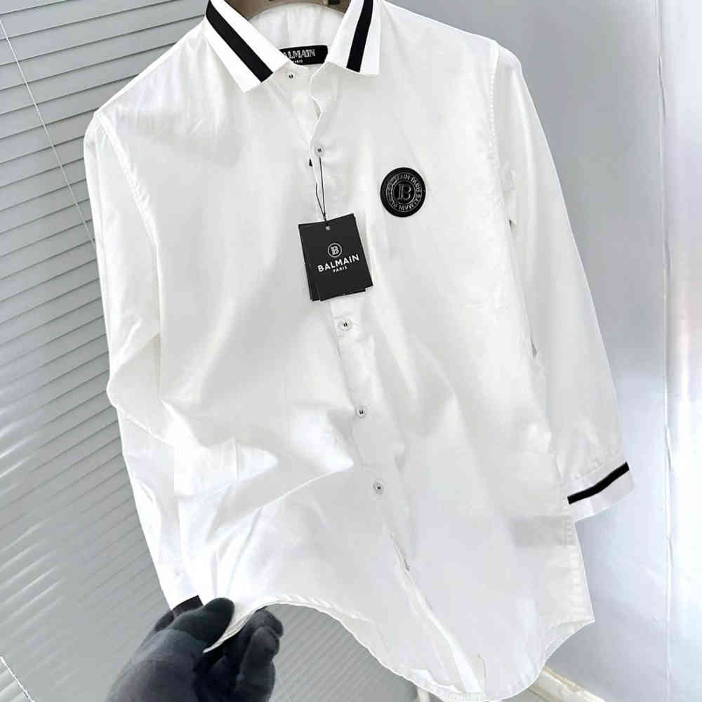 Balmain Embroidered White Premium Cotton Shirt-1