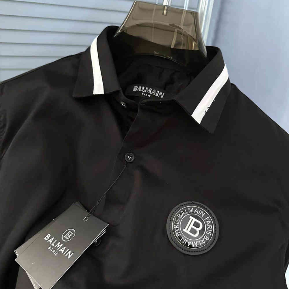 Balmain Embroidered Black Premium Cotton Shirt-2