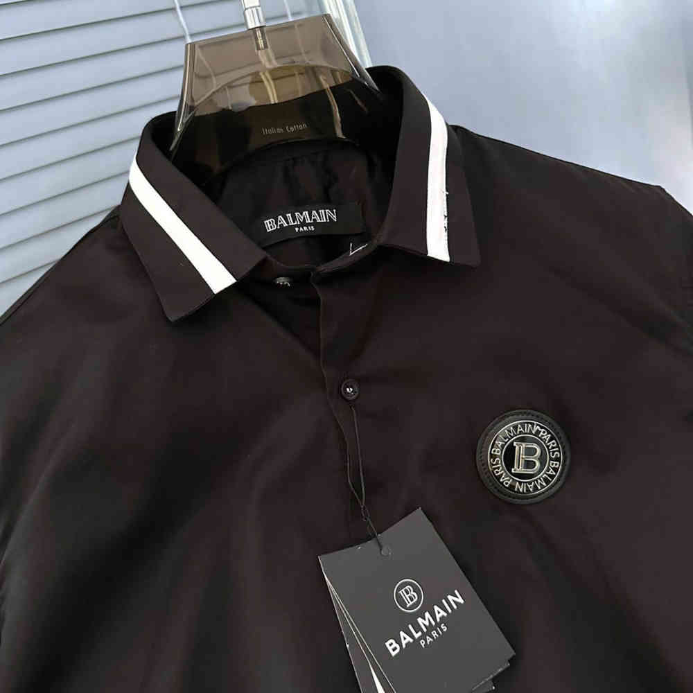 Balmain Embroidered Black Premium Cotton Shirt-3