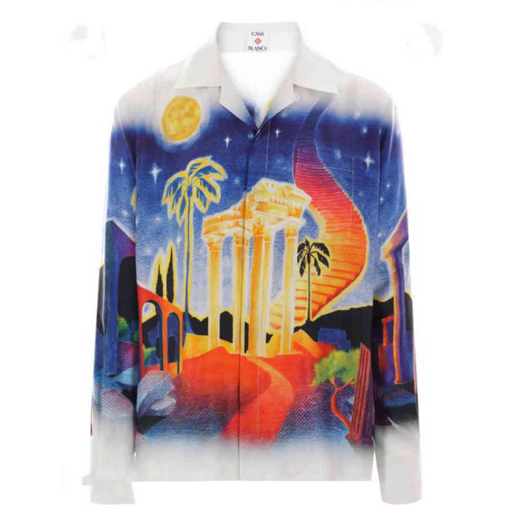 Blue & White Casablanca Vol De Nuit Silk Shirt