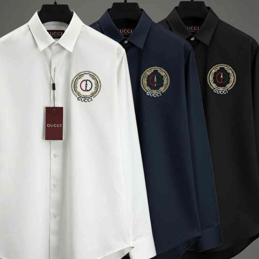 Gucci GG Embroidery Black Cotton Shirt-3