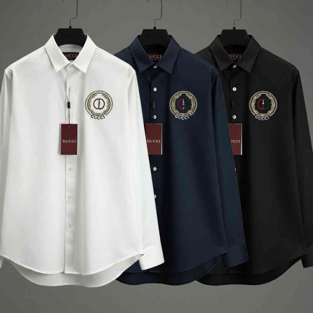 Gucci GG Embroidery Black Cotton Shirt-4