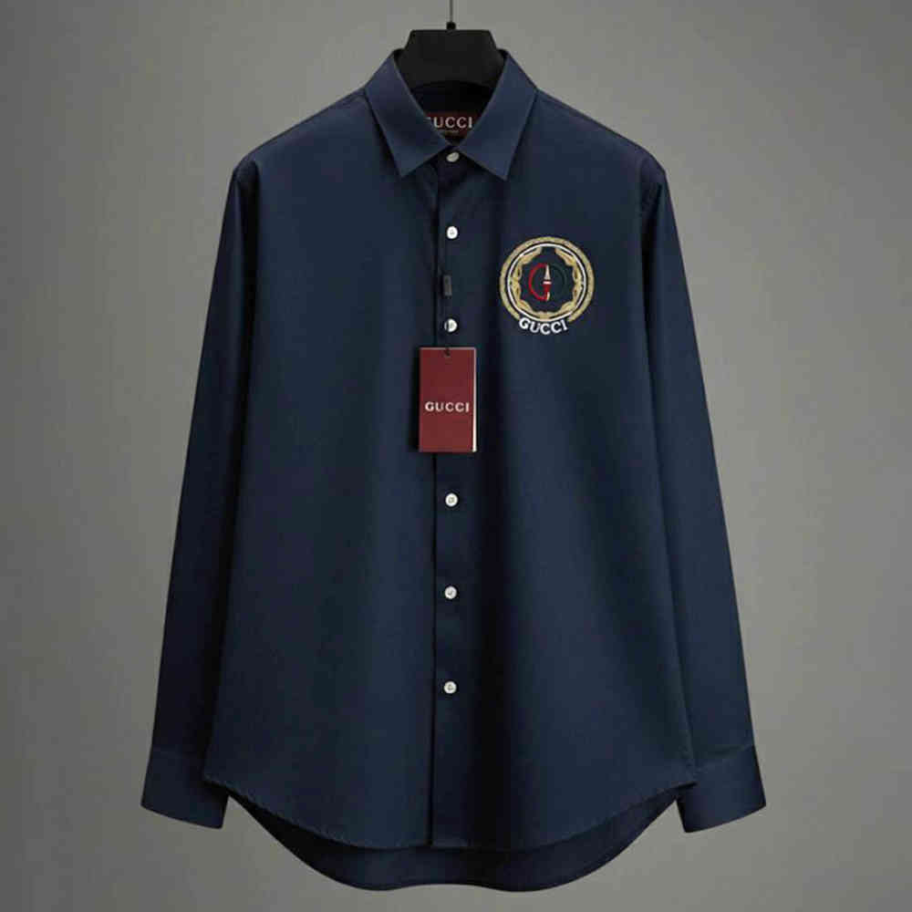 Gucci GG Embroidery Black Cotton Shirt-1