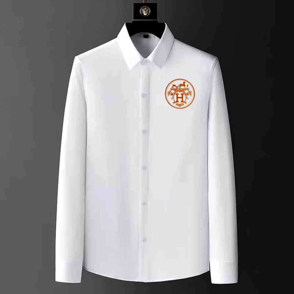 White Hermès H Logo Embroidery Black Premium Shirt