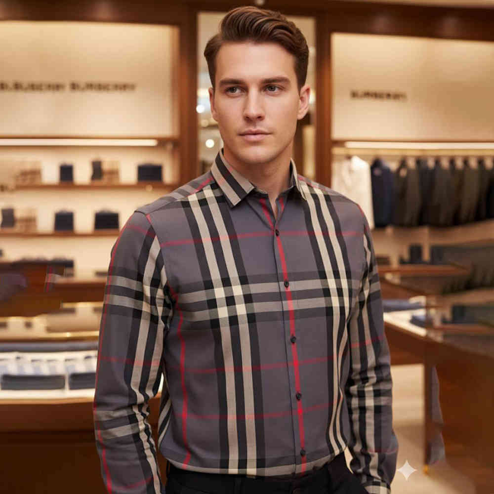 Purple Burberry Checked Brown Premium Shirt
