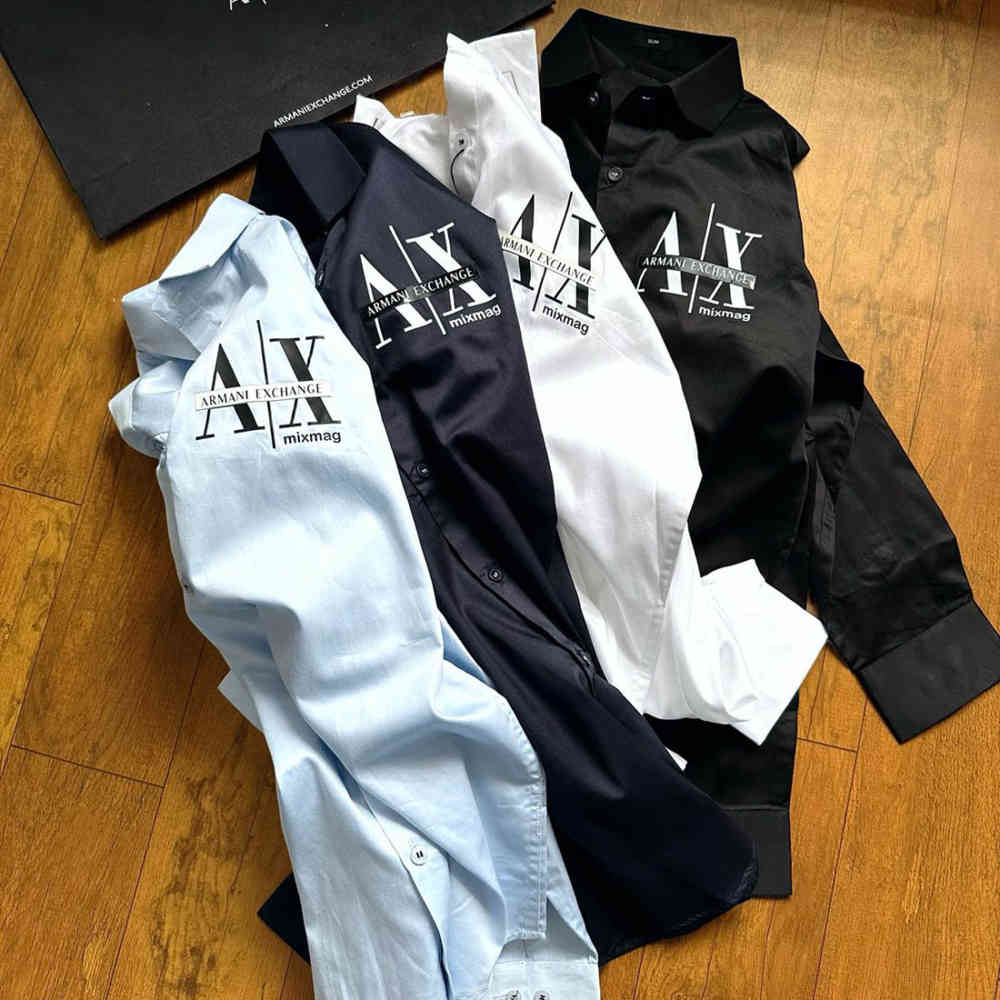 Armani Exchange Men's Mixmag Regular Fit Navy Blue Cotton Shirt-6