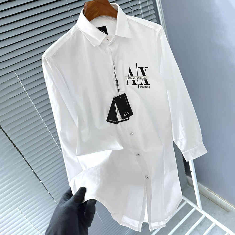 Armani Exchange Men's Mixmag Regular Fit White Cotton Shirt-1