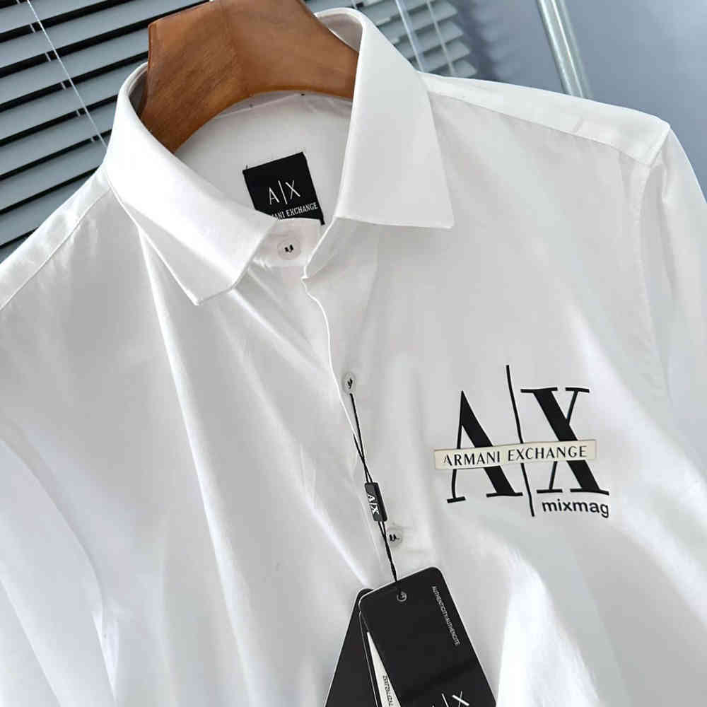 Armani Exchange Men's Mixmag Regular Fit White Cotton Shirt-2