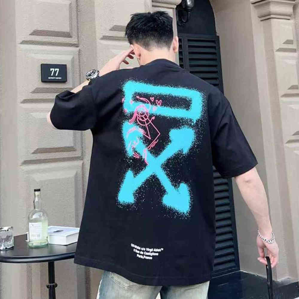 Off-White X Andre Saraiva Spray Arrow Slim Black Baggy T-Shirt-1