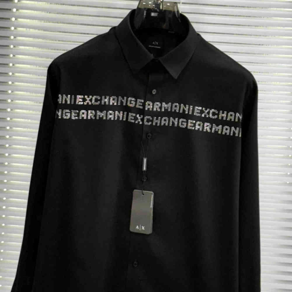 Armani Exchange Men's Regular Fit Black Cotton Shirt-1