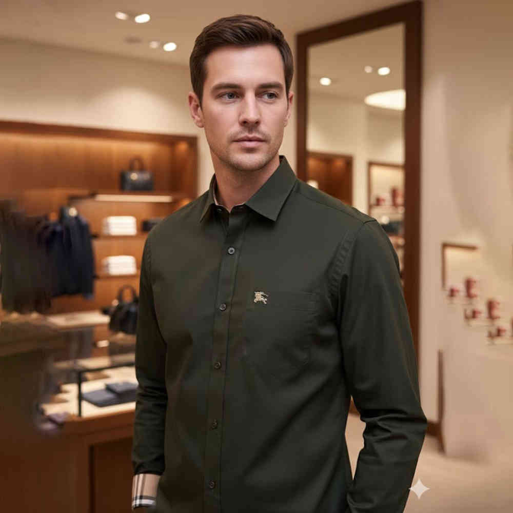 Green Burberry White Premium Quality Shirt