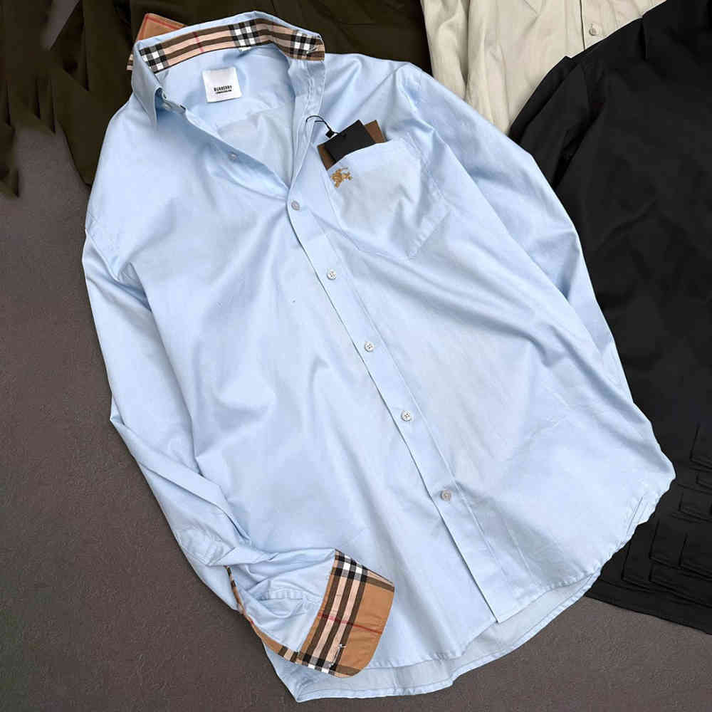 Sky Blue Burberry White Premium Quality Shirt