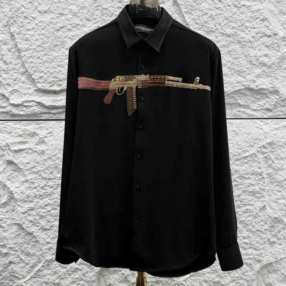 Black Dolce & Gabbana AK-47 Gun Print White Premium Shirt