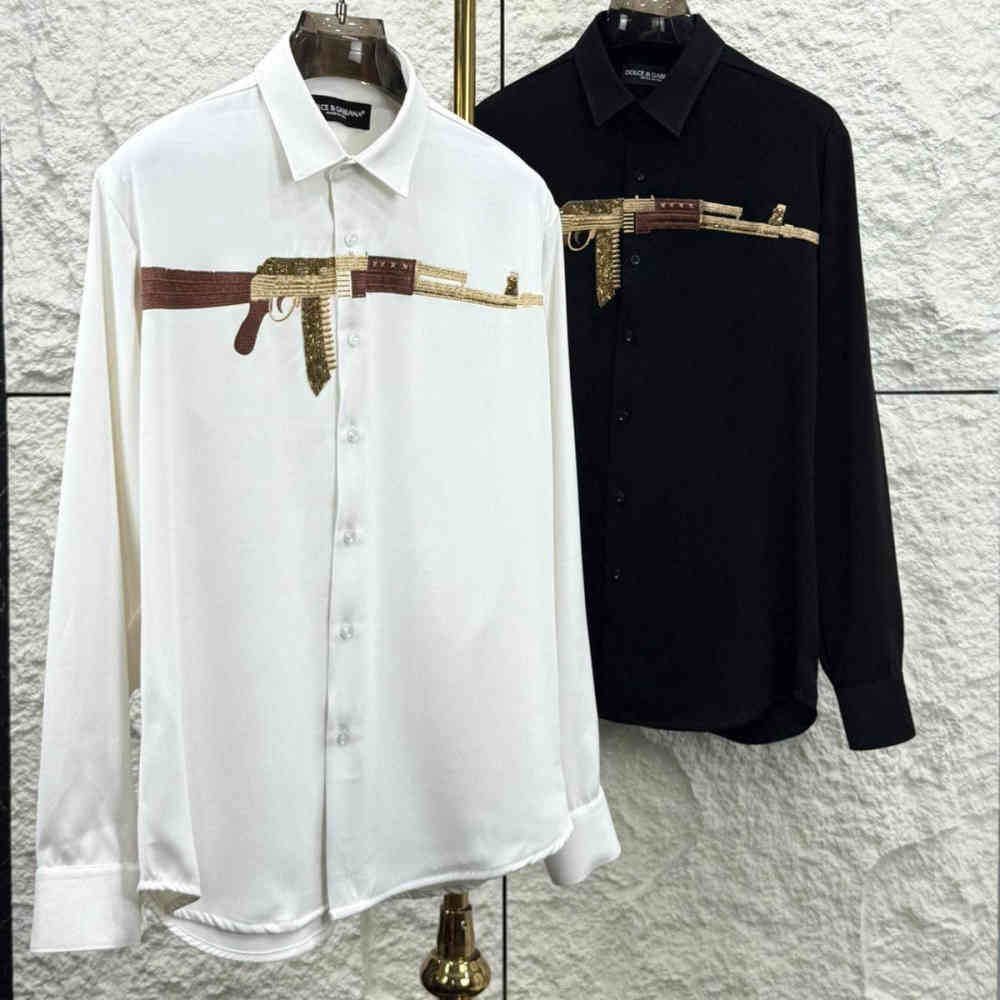 Dolce & Gabbana AK-47 Gun Print White Premium Shirt-4