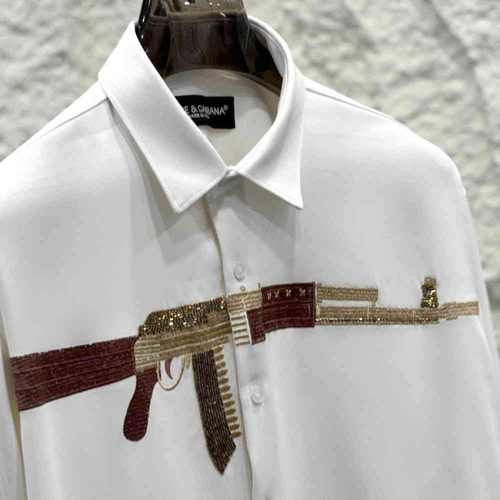 Dolce & Gabbana AK-47 Gun Print White Premium Shirt-2