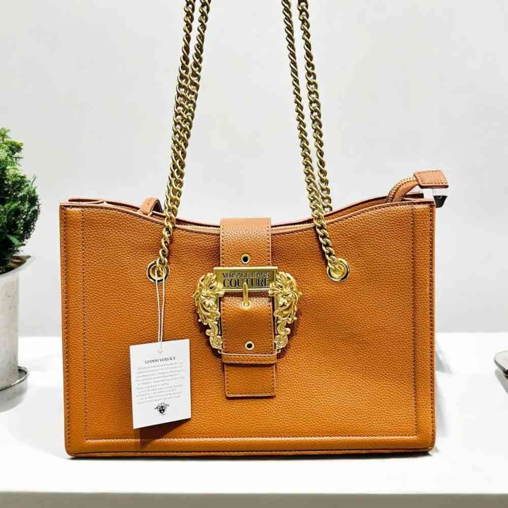 Brown Versace Couture Large Black Shoulder Bag