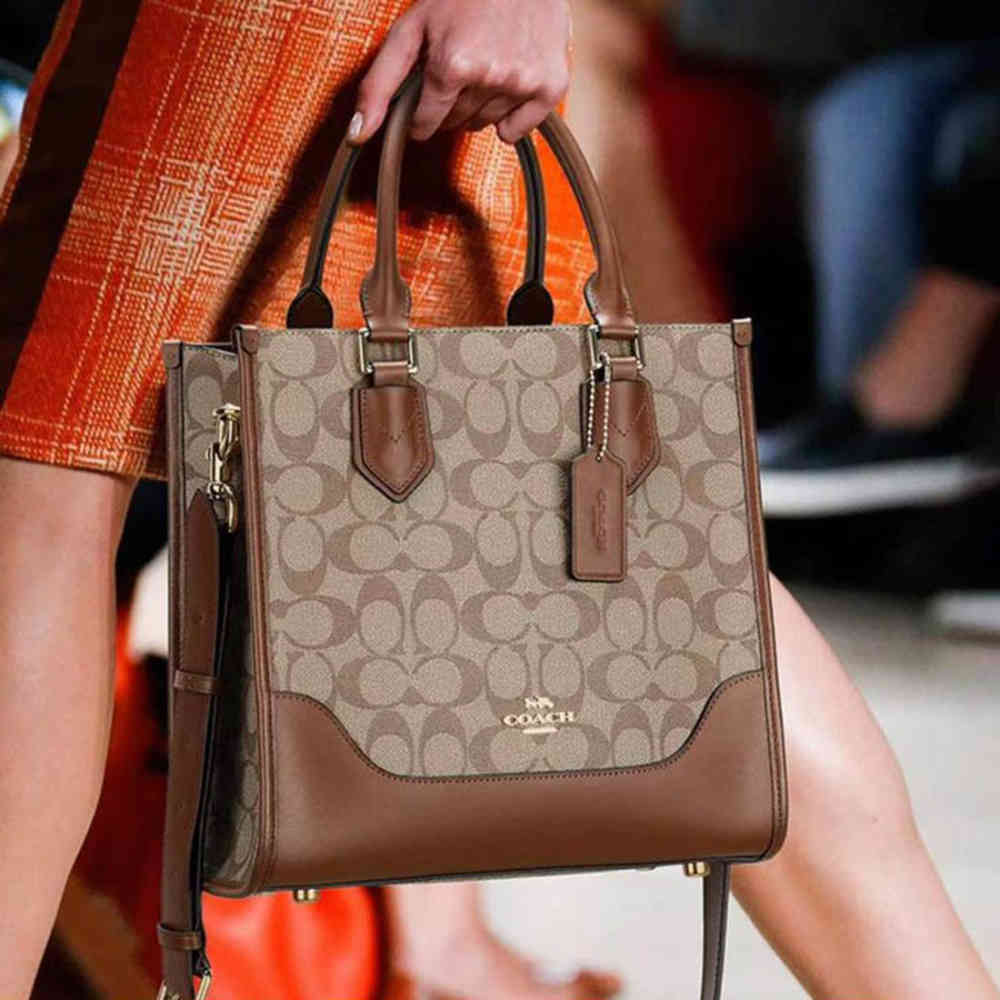 Brown Coach Mercer Black Tote Bag