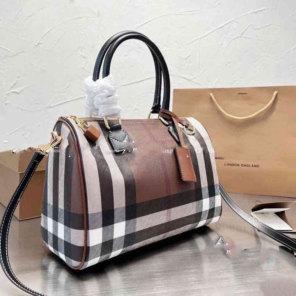 Burberry Check Brown HandBag-thumb-0