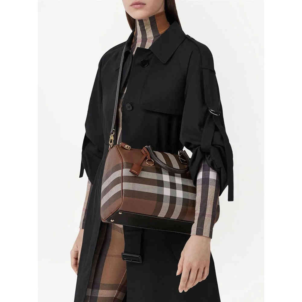 Burberry Check Brown HandBag-thumb-1