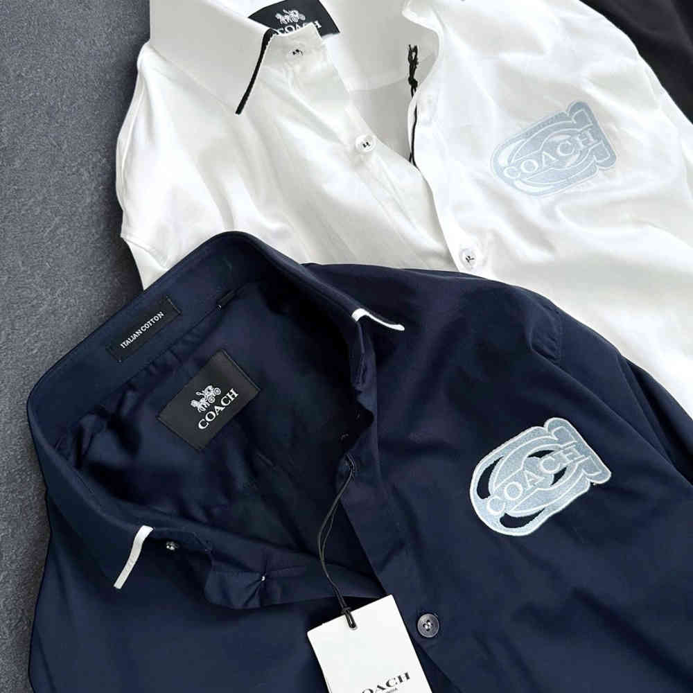 Coach Embroidered Blue Premium Cotton Shirt-1
