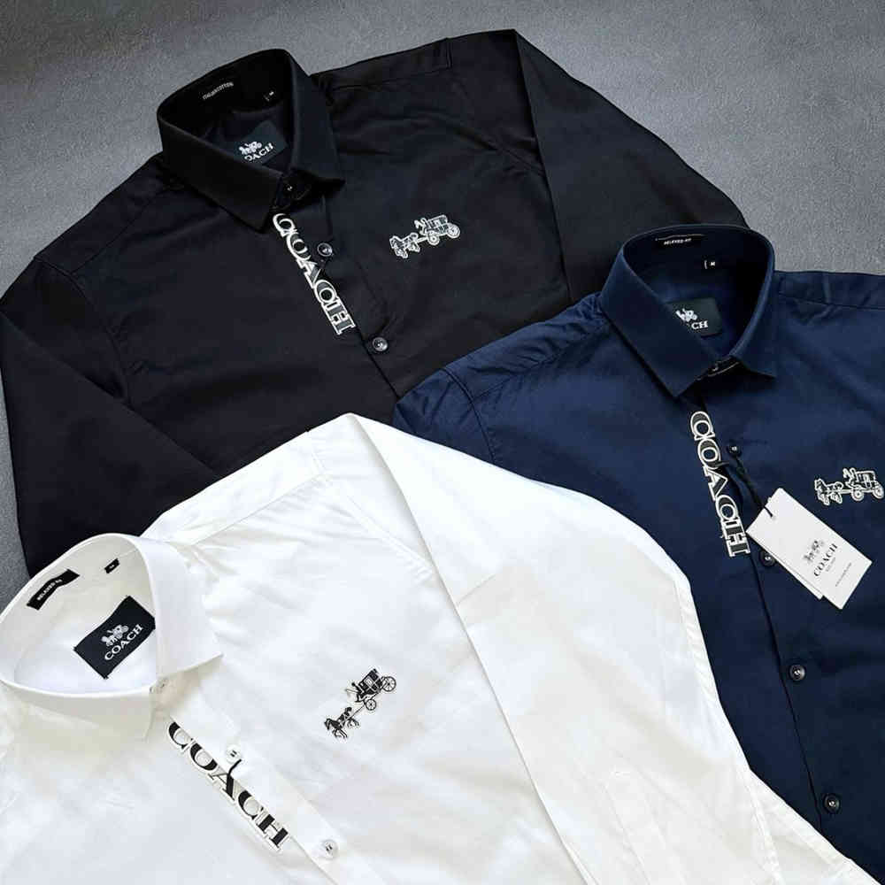 Coach Embroidered Blue Premium Cotton Shirt-1