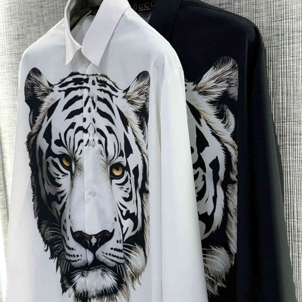 Gucci Tiger Print White Cotton Shirt-3