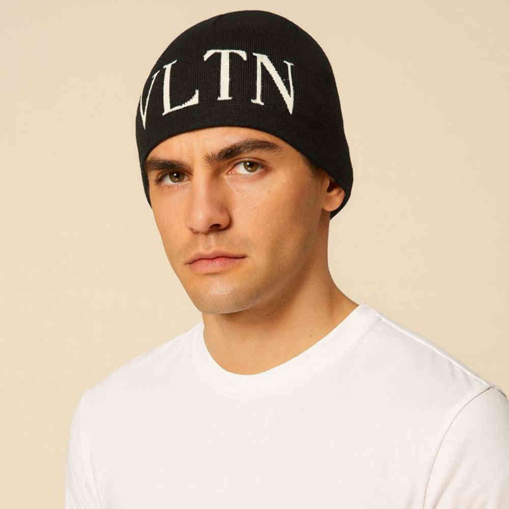 Black Valentino Grey Cashmere Beanie