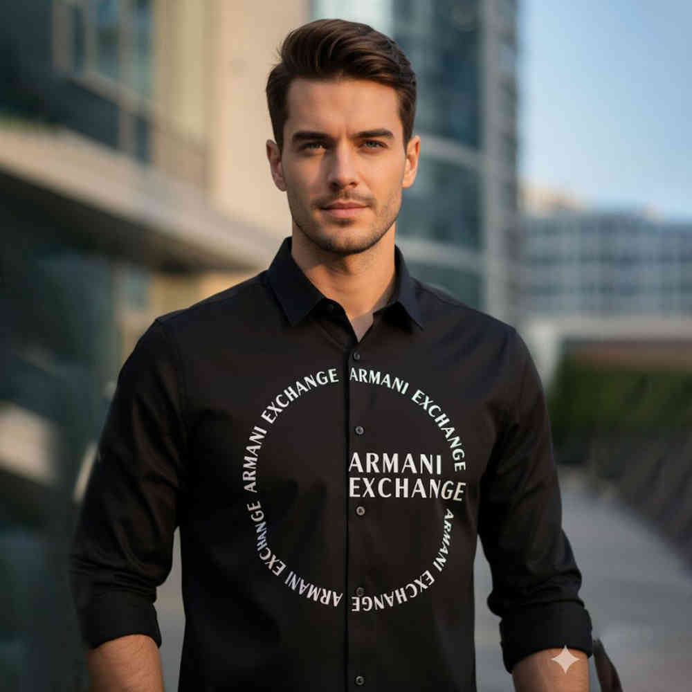 Black Armani Exchange White Cotton Shirt