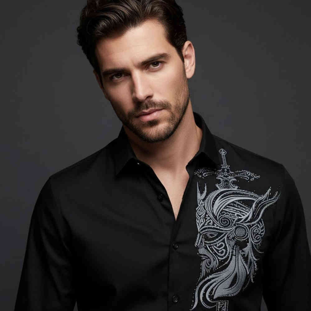 Black Versace White Premium Cotton Shirt