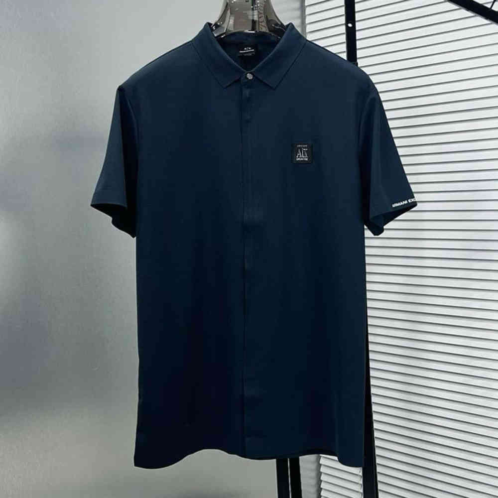 Armani Exchange Blue Premium Quality Polo Shirt-thumb-0
