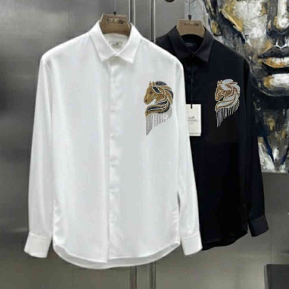 Hermès Embroidery Horse Logo White Premium Shirt-3